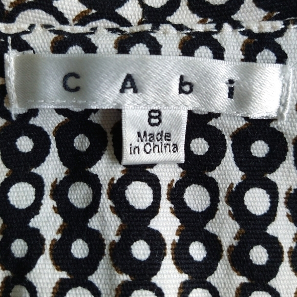 Cabi 298 Du Jour White Black Geometric Circle Two Button Blazer Pockets Modern - Picture 7 of 9